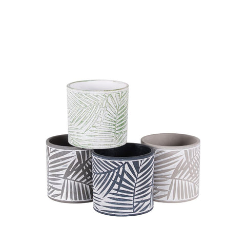 Round Leaf Design Cement Cylinder