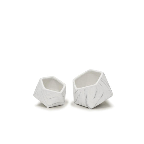 Black And White Marble Hexagon Pot