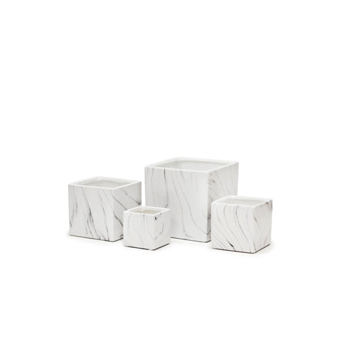 Black And White Marble Square Pot
