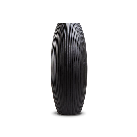 Oval Shaped Chiseled Vase (Wood)