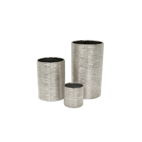 Etched Metallic Cylinders Silver