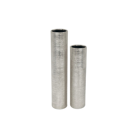 Etched Metallic Cylinder Tall Silver